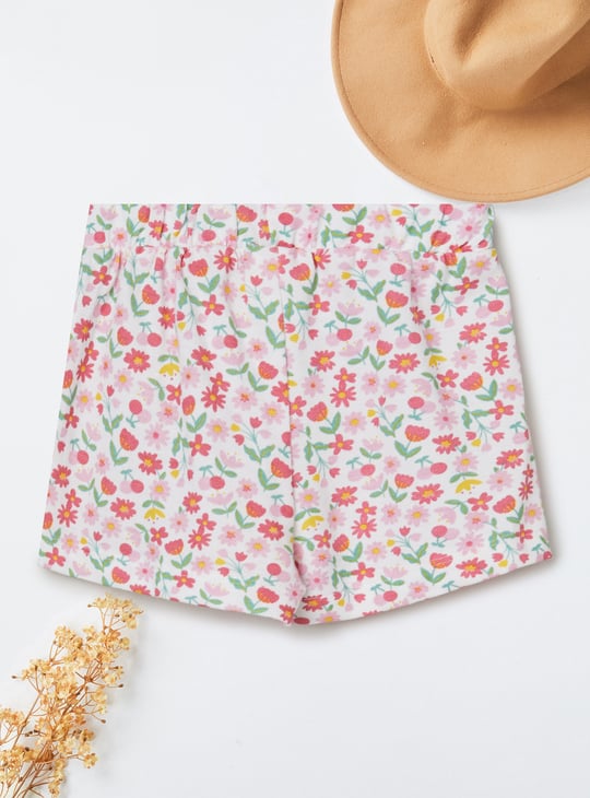 Girls Floral Print Shorts Set