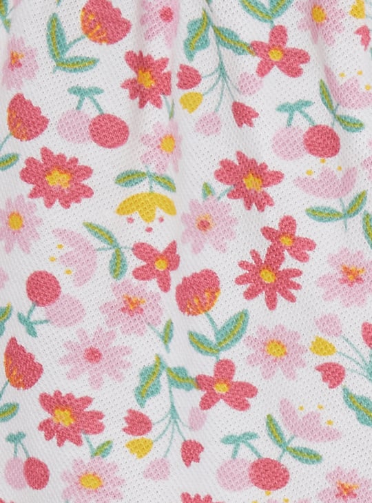 Girls Floral Print Shorts Set