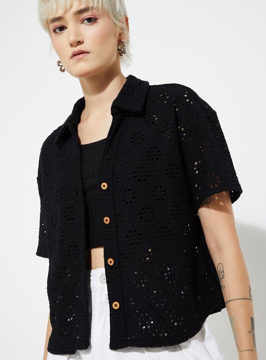 URB_N Women Schiffli Boxy Fit Shirt