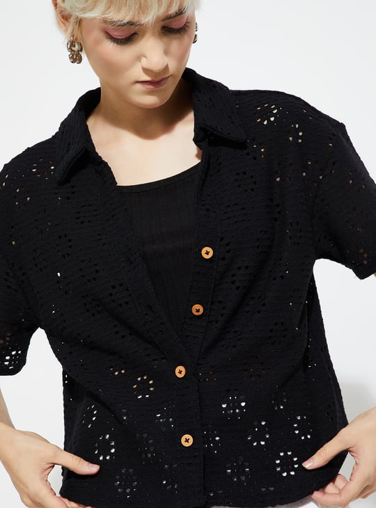 URB_N Women Schiffli Boxy Fit Shirt