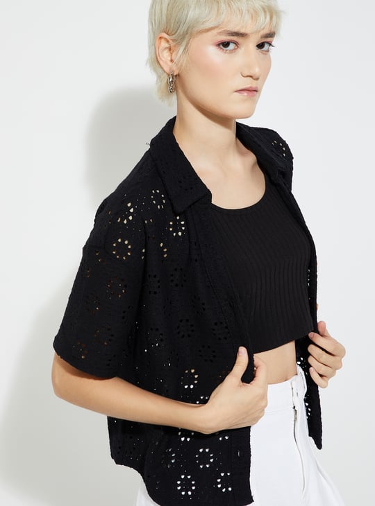URB_N Women Schiffli Boxy Fit Shirt