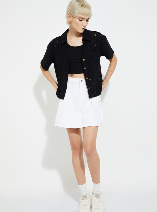 URB_N Women Schiffli Boxy Fit Shirt