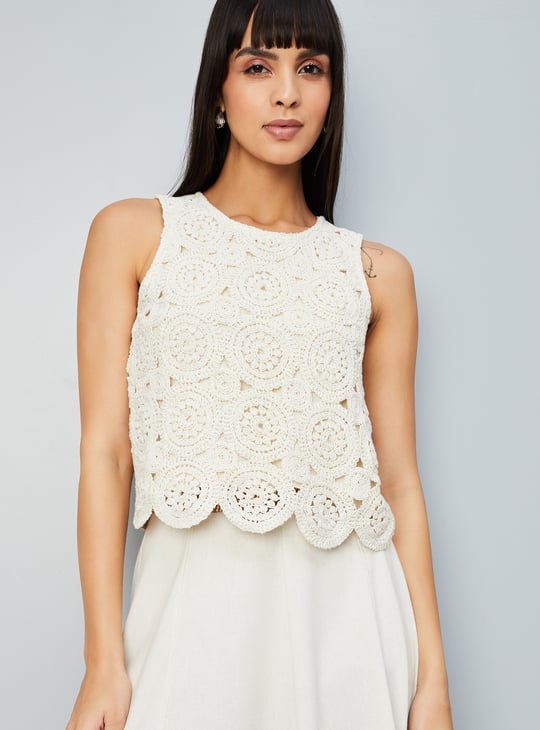Women Crochet Embroidered Top