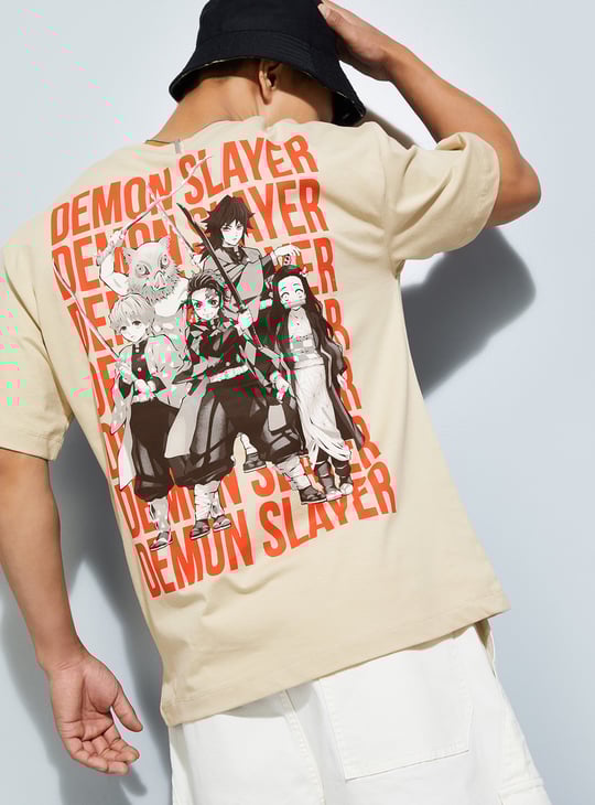 URB_N Men Demon Slayer Print Oversized Shirt | Printed