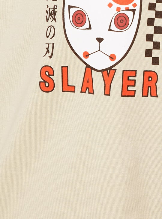 URB_N Men Demon Slayer Print Oversized Shirt