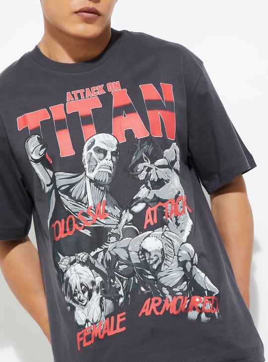 URB_N Men Attack on Titan Printed Oversized T-shirt