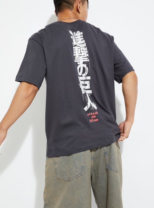 URB_N Men Attack on Titan Printed Oversized T-shirt