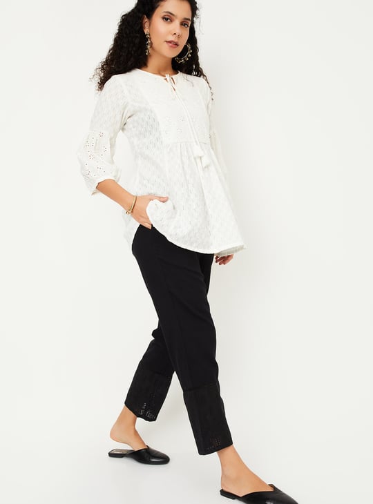 Women Shiffili Embroidered Hem Straight Pants