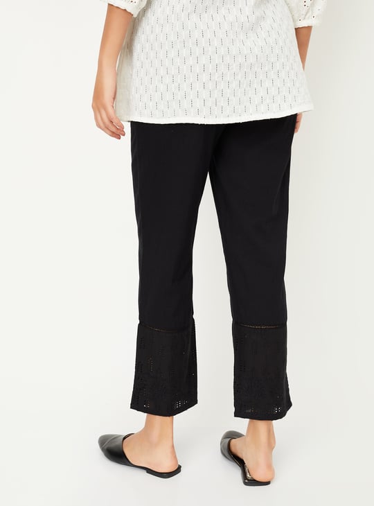 Women Shiffili Embroidered Hem Straight Pants