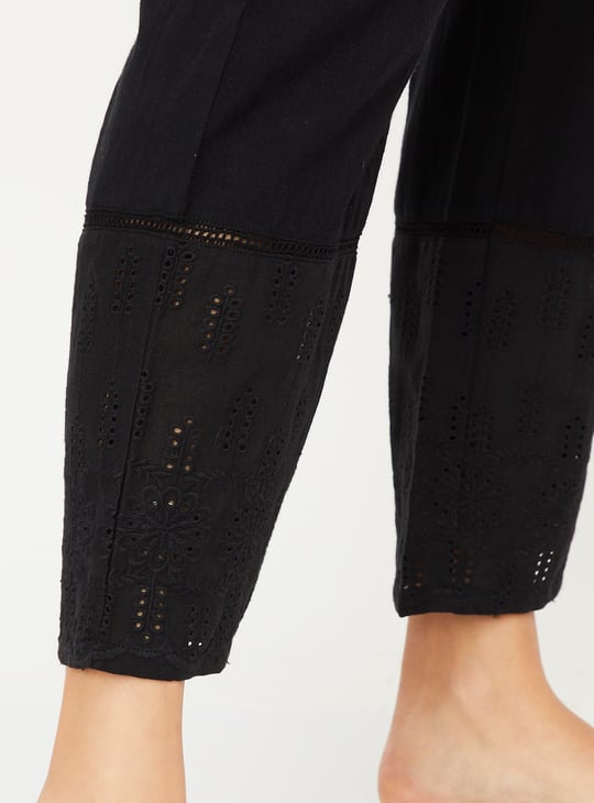 Women Shiffili Embroidered Hem Straight Pants