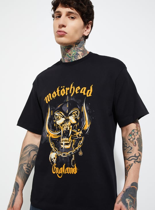 URB_N Men Motohead Printed Oversized Fit T-shirt