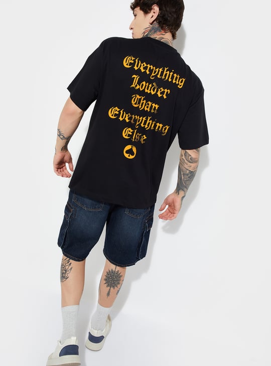 URB_N Men Motohead Printed Oversized Fit T-shirt