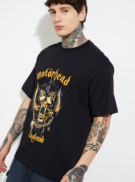 URB_N Men Motohead Printed Oversized Fit T-shirt
