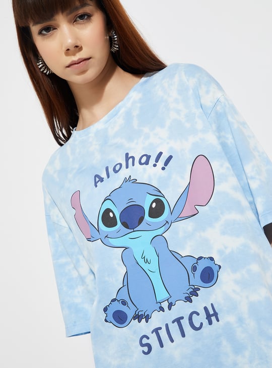 URB_N Women Lilo & Stitch Print Oversized T-shirt