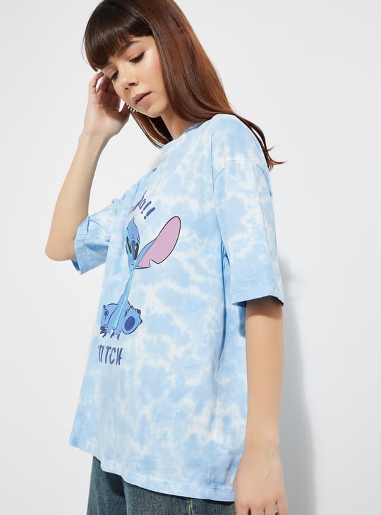 URB_N Women Lilo & Stitch Print Oversized T-shirt