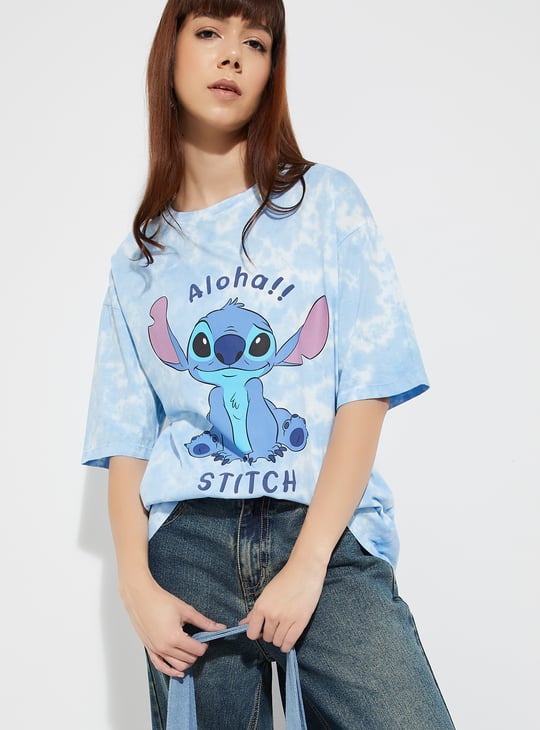 URB_N Women Lilo & Stitch Print Oversized T-shirt