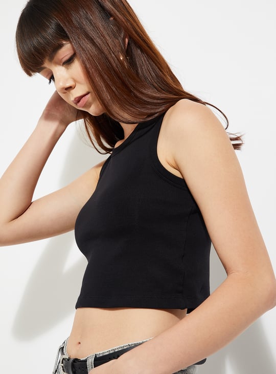 URB_N Women Solid Crop Tank Top