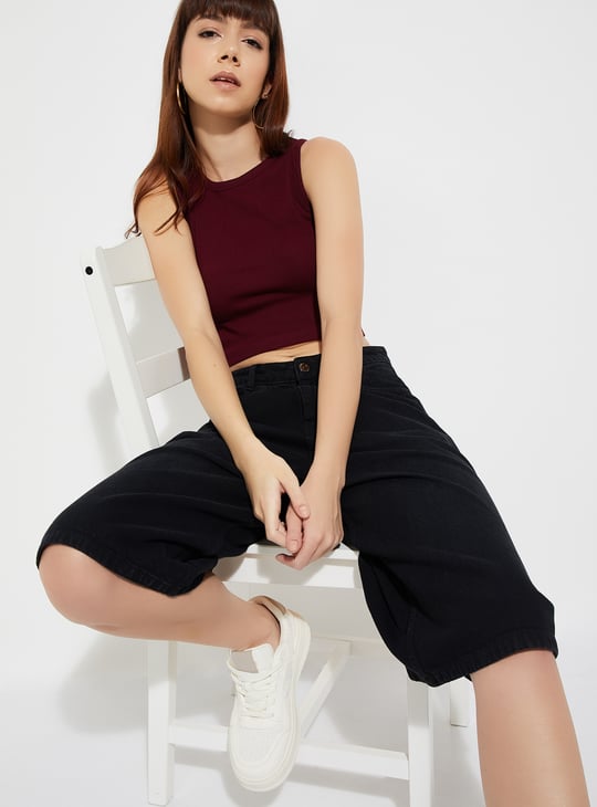 URB_N Women Solid Tank Crop Top