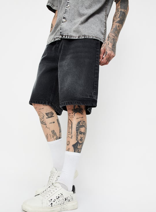 Men Washed Baggy Fit Shorts