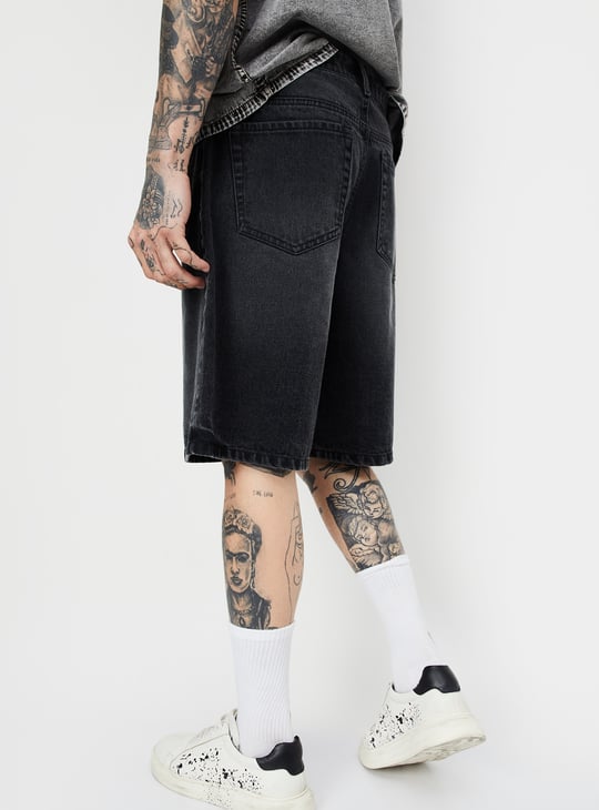 Men Washed Baggy Fit Shorts