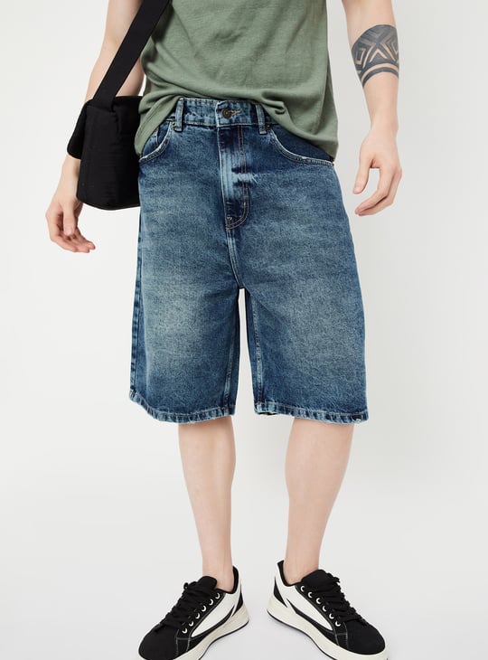 Men Washed Baggy Fit Shorts