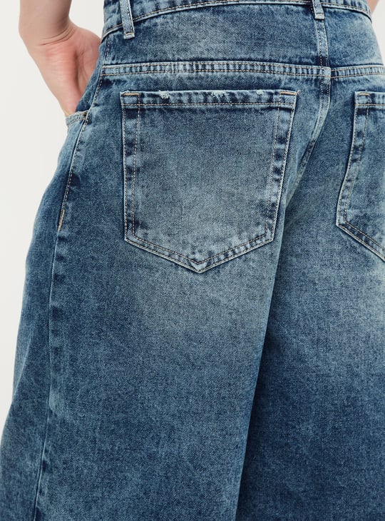 Men Washed Baggy Fit Shorts