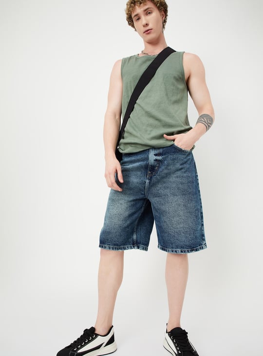 Men Washed Baggy Fit Shorts
