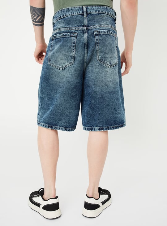 Men Washed Baggy Fit Shorts