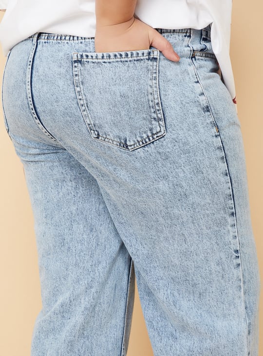 Women Washed Wide Leg Jeans
