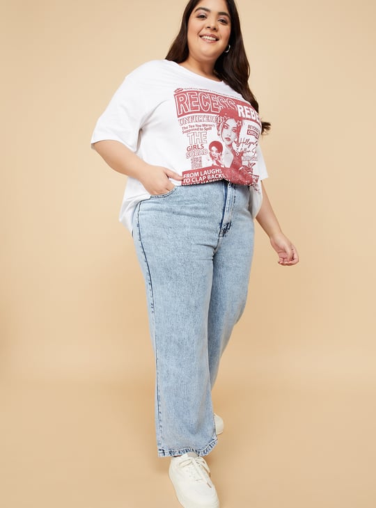 Women Washed Wide Leg Jeans