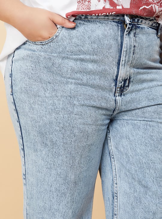 Women Washed Wide Leg Jeans