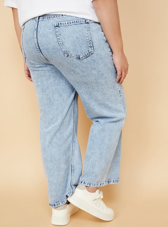 Women Washed Wide Leg Jeans