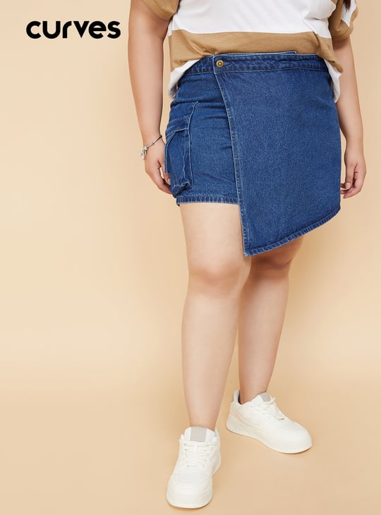 Women Rinsed Denim Skort