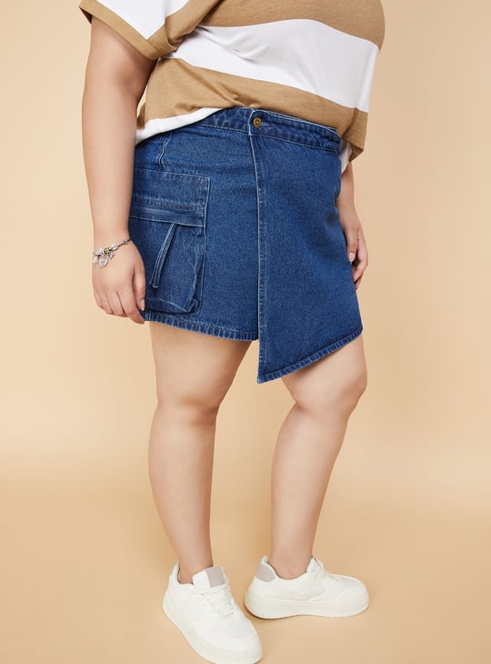 Women Rinsed Denim Skort