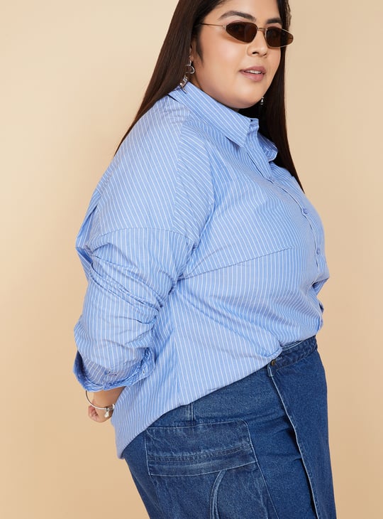 Women Oversized Striped Shirt