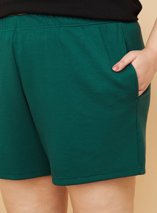 Women Butter Soft Athleisure Shorts Green Solid