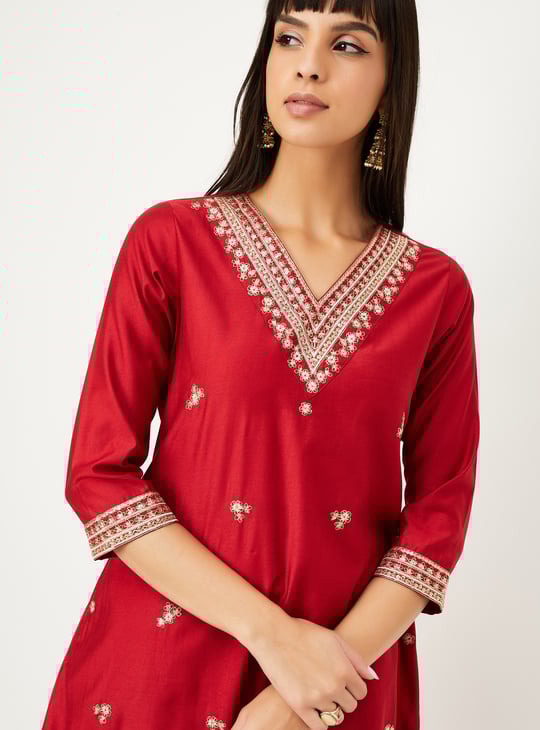 Women Embroidered A-line Kurta Set