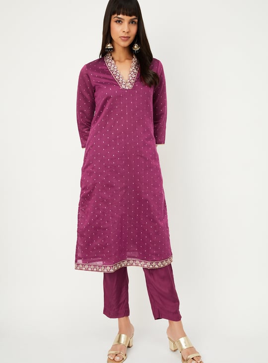 Women Embellished Straight Kurta Set