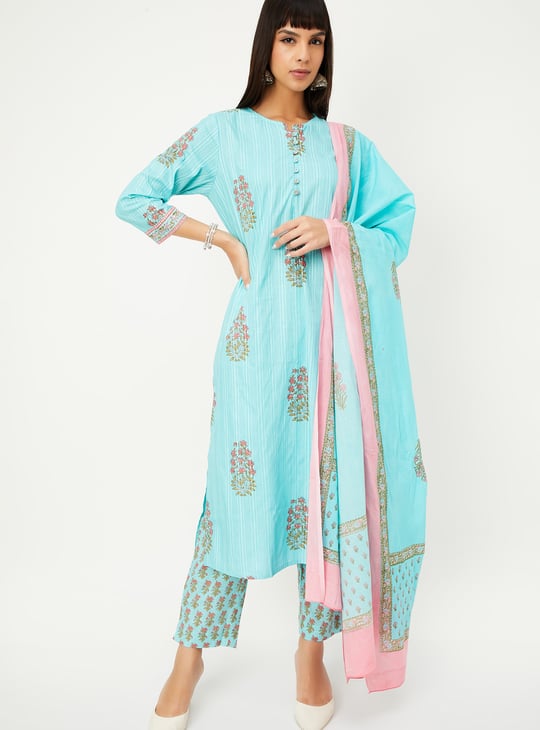 Women Floral Print Straight Kurta Set