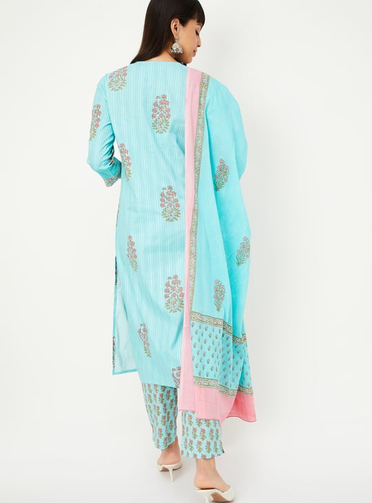 Women Floral Print Straight Kurta Set