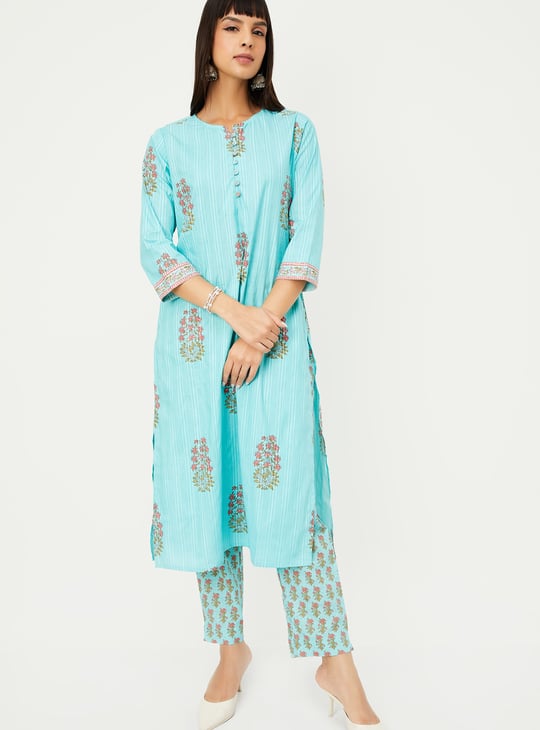 Women Floral Print Straight Kurta Set