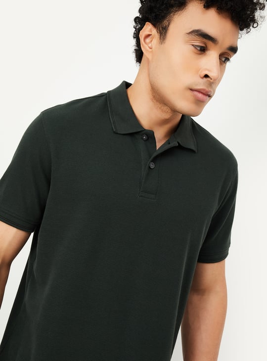 Men Textured Regular Fit Polo T-shirt