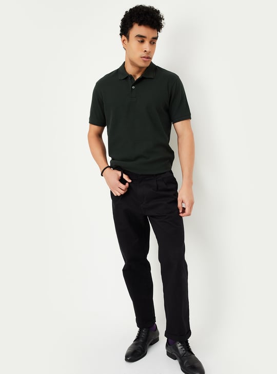 Men Textured Regular Fit Polo T-shirt