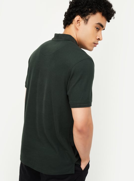 Men Textured Regular Fit Polo T-shirt