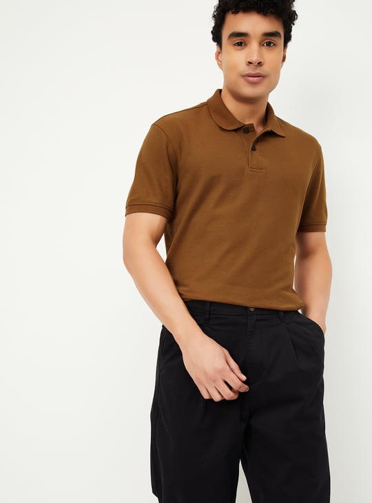 Men Textured Polo T-shirt