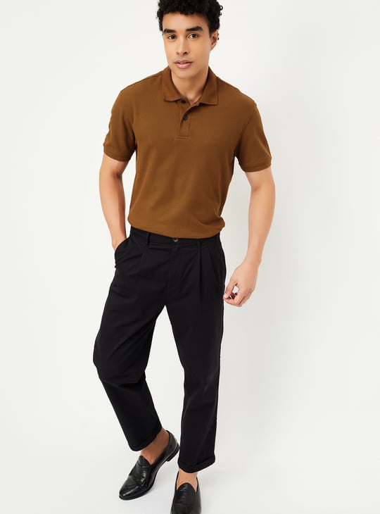 Men Textured Polo T-shirt