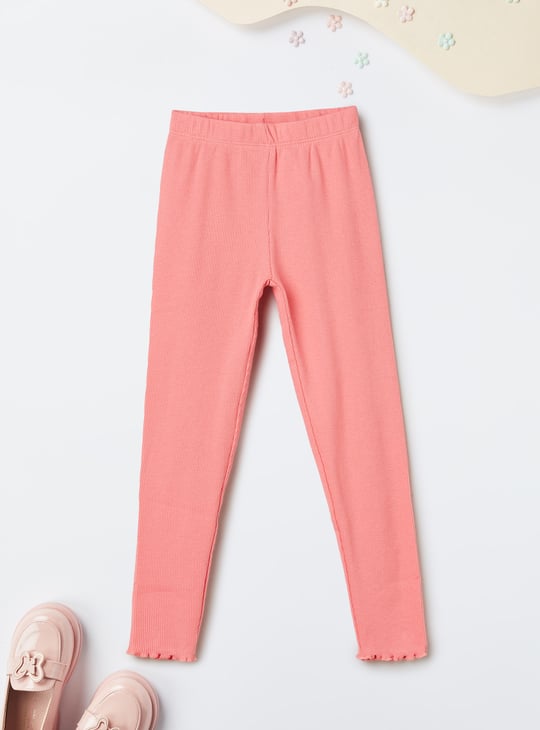 Girls Ribbed Full-Length Leggings