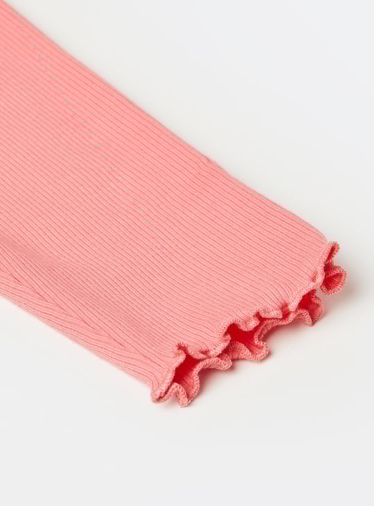 Girls Ribbed Full-Length Leggings