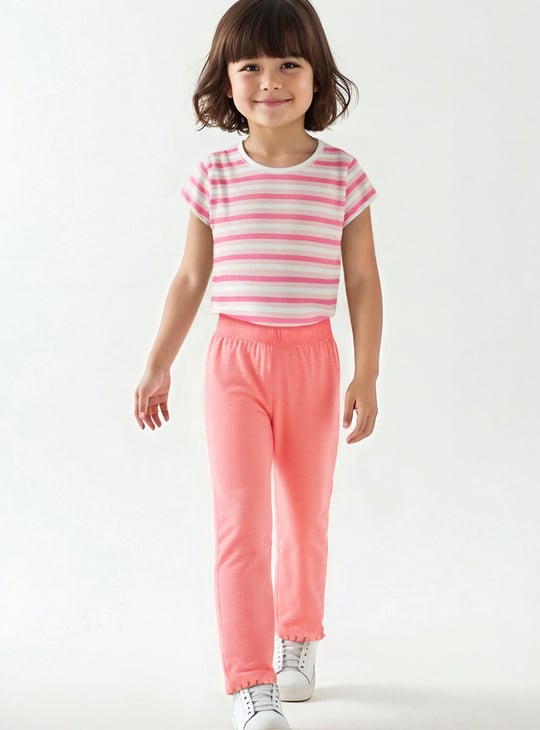 Girls Ribbed Full-Length Leggings