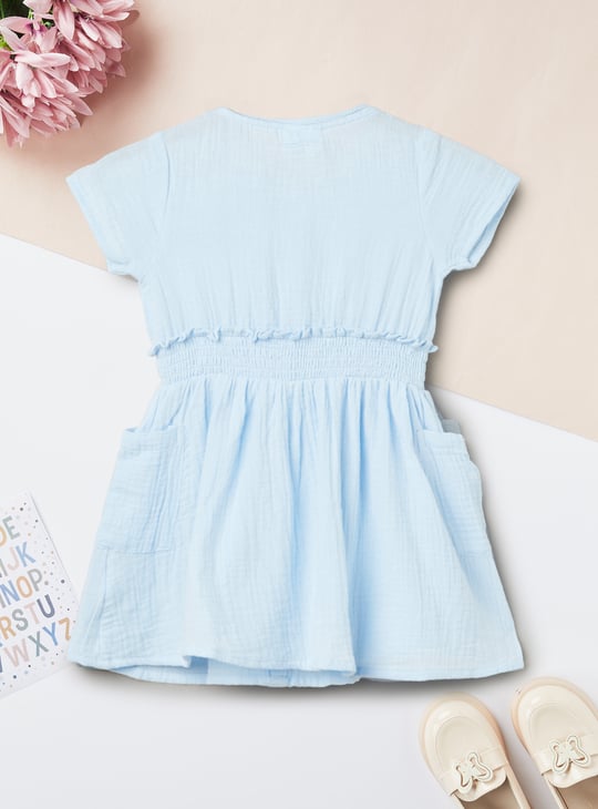 Girls Solid Cinched Waist Dress